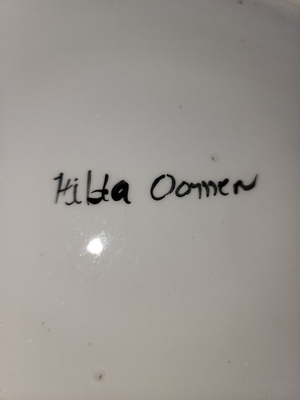 Handpainted Platter Pears Black Ceramic Signed Hilda Oomen Canadian Artist 🎨 ❤ - Picture 5 of 9